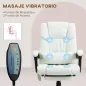 Silla de Oficina con Masaje de 6 Puntos Respaldo Alto Reclinable Altura Ajustable Reposapiés y Mando a Distancia Blanco