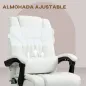 Silla de Oficina con Masaje de 6 Puntos Respaldo Alto Reclinable Altura Ajustable Reposapiés y Mando a Distancia Blanco