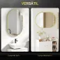 Espejo de Baño Ovalado 60x90 cm Espejo Decorativo de Pared con Marco de Aluminio para Salón Horizontal o Vertical Dorado