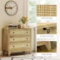 Cómoda con 3 Cajones Cajonera de Madera con Frontales de Ratán Estilo Cannage para Dormitorio 80x35x76 cm Natural