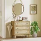 Cómoda con 3 Cajones Cajonera de Madera con Frontales de Ratán Estilo Cannage para Dormitorio 80x35x76 cm Natural