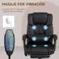 Silla de Oficina con Masaje de 6 Puntos Respaldo Alto Reclinable Altura Ajustable Reposapiés y Mando a Distancia Negro