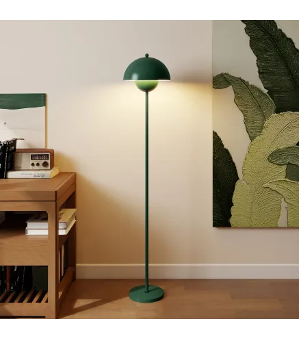 Lámpara de Pie para Salón Moderna con Pantalla de Cuenco Interruptor de Pie Casquillo E27 Sin Bombilla Ø30x155 cm Verde