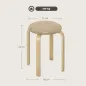 Juego de 4 Taburetes Redondos de Madera Apilables con Asiento Acolchado para Cocina Comedor Dormitorio Caqui