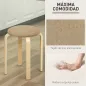 Juego de 4 Taburetes Redondos de Madera Apilables con Asiento Acolchado para Cocina Comedor Dormitorio Caqui