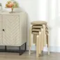 Juego de 4 Taburetes Redondos de Madera Apilables con Asiento Acolchado para Cocina Comedor Dormitorio Caqui