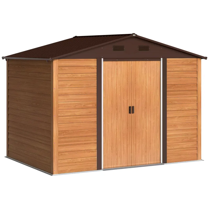 Caseta de Jardín Exterior 4,84m² 278x195x215cm con 2 Puertas y 4 Ventanas para Almacenamiento de Herramientas Natural Caseta de Jardín Exterior 4,84m² 278x195x215cm con 2 Puertas y 4 Ventanas para Almacenamiento de Herramientas Natural