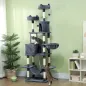 Árbol Rascador para Gatos Grande Altura 206 cm con Múltiples Niveles Cuevas Bolas Colgantes y Hamacas Gris Oscuro