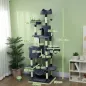 Árbol Rascador para Gatos Grande Altura 206 cm con Múltiples Niveles Cuevas Bolas Colgantes y Hamacas Gris Oscuro