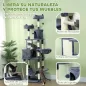 Árbol Rascador para Gatos Grande Altura 206 cm con Múltiples Niveles Cuevas Bolas Colgantes y Hamacas Gris Oscuro