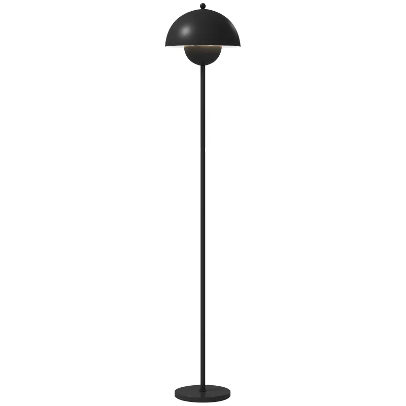 Lámpara de Pie para Salón Moderna con Pantalla de Cuenco Interruptor de Pie Casquillo E27 Sin Bombilla Ø30x155 cm Negro