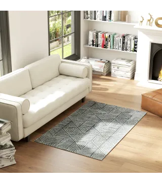 Alfombra Salón 170x120 cm Lavable en Lavadora Pelo Corto Estilo Moderno Tapete para Sala de Estar Dormitorio Gris Oscuro