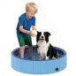Piscina para Perros Medianos y Pequeños Plegable con Aspersor de PVC Antideslizante Resistente Ø100x30 cm Azul Claro