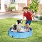 Piscina para Perros Medianos y Pequeños Plegable con Aspersor de PVC Antideslizante Resistente Ø100x30 cm Azul Claro