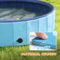 Piscina para Perros Medianos y Pequeños Plegable con Aspersor de PVC Antideslizante Resistente Ø100x30 cm Azul Claro