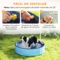 Piscina para Perros Medianos y Pequeños Plegable con Aspersor de PVC Antideslizante Resistente Ø100x30 cm Azul Claro