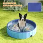 Piscina para Perros Medianos y Pequeños Plegable con Aspersor de PVC Antideslizante Resistente Ø100x30 cm Azul Claro