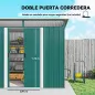 Cobertizo de Jardín Exterior 4,5 m² 260x194x200 cm con Paneles Frontales Transparentes y 2 Puertas Corredizas Verde