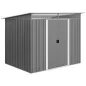 Cobertizo de Jardín Exterior 4,5 m² 260x194x200 cm con Paneles Frontales Transparentes y 2 Puertas Corredizas Gris