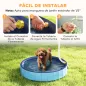 Piscina para Perros Pequeños Plegable con Aspersor de PVC Antideslizante Resistente al Desgaste Ø80x20 cm Azul Claro
