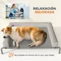Cama Elevada para Perros Refrescante con Refuerzos Extraíbles Malla Transpirable y Marco de Acero 110x75x30 cm Gris