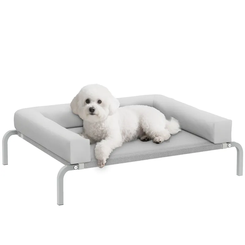 Cama Elevada para Perros Refrescante con Refuerzos Extraíbles Malla Transpirable y Marco de Acero 90x65x30 cm Gris Cama Elevada para Perros Refrescante con Refuerzos Extraíbles Malla Transpirable y Marco de Acero 90x65x30 cm Gris