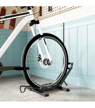 Soporte para Bicicletas de Acero Aparca Bicis de Suelo Plegable Portátil para Casa Garaje Taller 75x41x71-81 cm Negro
