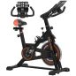 Bici Estática con Resistencia Regulable Volante de Inercia 8 kg Pantalla LCD Manillar y Asiento Ajustable Negro y Rojo