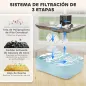 Fuente para Gatos de Acero Inoxidable 5L Bebedero Gatos Automático con Luz LED Bomba Súper Silenciosa y Filtro Plata