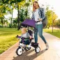 Triciclo Evolutivo para Niños +12 Meses con Toldo Plegable Mango de Empuje Telescópico y Cinturón de Seguridad Violeta