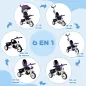 Triciclo Evolutivo para Niños +12 Meses con Toldo Plegable Mango de Empuje Telescópico y Cinturón de Seguridad Violeta
