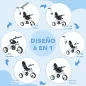 Triciclo para Bebés de +12 Meses con Toldo Plegable Mango de Empuje Telescópico Desmontable y Portabotellas Azul Blanco