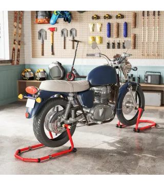 Combo de Soporte de Rueda Delantera y Trasera Motocicleta Carga 390 kg con Adaptadores de Horquillas en U y L Ruedas