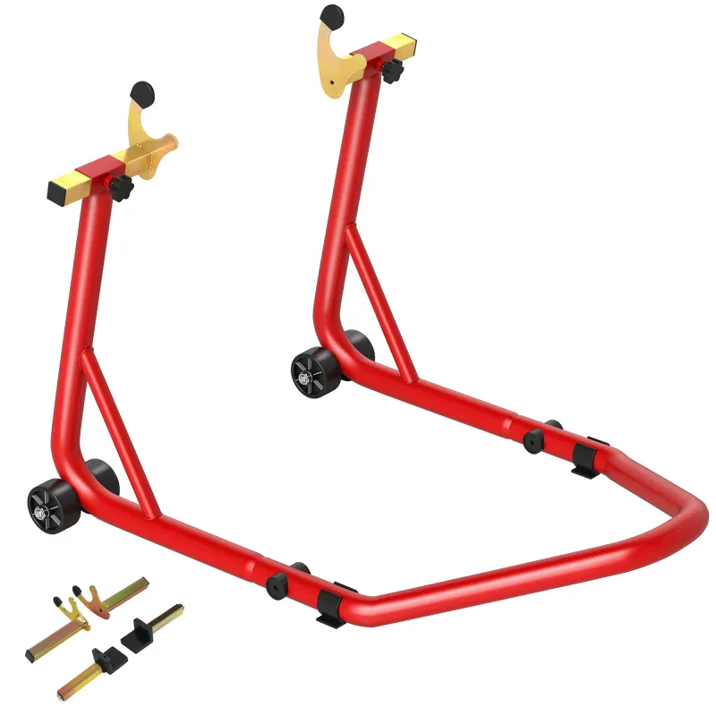 Caballete Elevador Universal Soporte Rueda Trasera Moto de Acero Robusta Carga 544 kg con Horquillas en U y L Ajustables