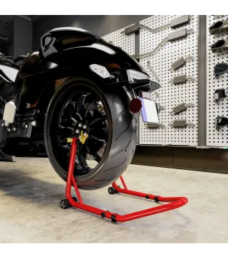 Caballete Elevador Universal Soporte Rueda Trasera Moto de Acero Robusta Carga 544 kg con Horquillas en U y L Ajustables