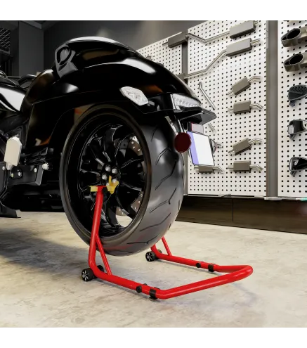 Caballete Elevador Universal Soporte Rueda Trasera Moto de Acero Robusta Carga 544 kg con Horquillas en U y L Ajustables