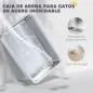 Arenero para Gatos Cubierto con Bandeja de Acero Inoxidable Tapa Extraíble Bordes Altos Fácil de Limpiar Blanco