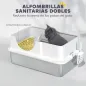Arenero para Gatos Cubierto con Bandeja de Acero Inoxidable Tapa Extraíble Bordes Altos Fácil de Limpiar Blanco