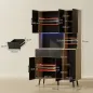Alacena de Cocina con Luces LED RGB con 6 Puertas 2 Cajones Encimera y Orificio para Cables 100x40x176 cm Negro y Roble