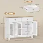 Aparador para Salón Moderno con 3 Puertas de Vidrio Estriado 2 Cajones y Estantes Ajustables 100x35x80,3 cm Blanco