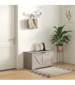 Baúl de Almacenaje para Dormitorio 100 L Puff de Almacenaje con Tapa Bisagra de Seguridad 80x40x45 cm Gris