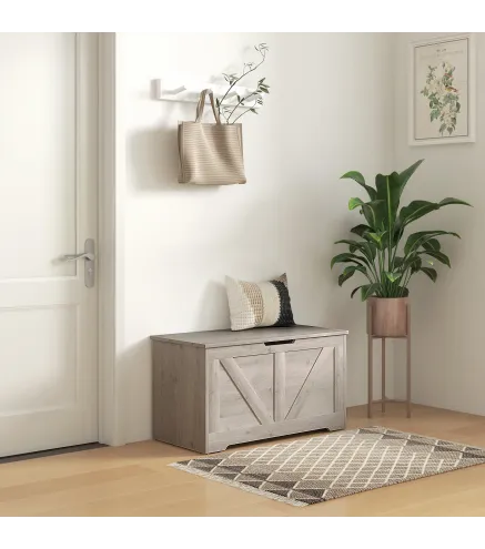 Baúl de Almacenaje para Dormitorio 100 L Puff de Almacenaje con Tapa Bisagra de Seguridad 80x40x45 cm Gris