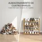 Estantería para Zapatos de Bambú para 12 Pares de Zapatos para Entrada Pasillo Dormitorio 67,5x24,7x72 cm Natural