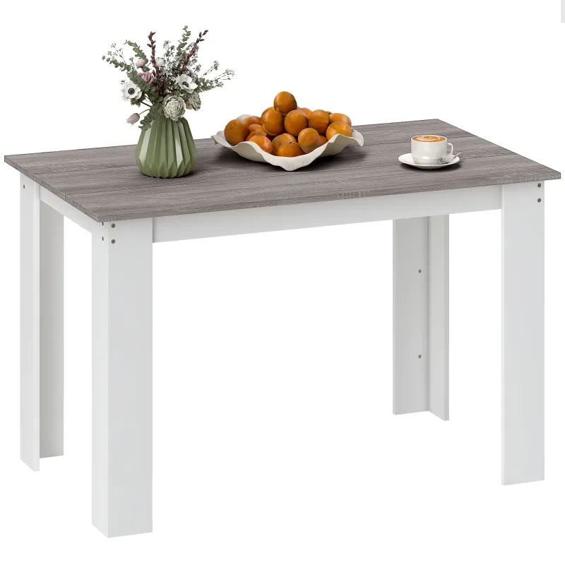 Mesa de Comedor para 4-6 Personas Rectangular de Melamina de Madera y Estilo Moderno 120x69x75 cm Gris y Blanco