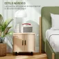Mesita de Noche para Dormitorio con Puertas Correderas 2 Estantes y Patas de Acero Estilo Escandinavo 48x40x48 cm Roble