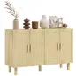 Aparador para Salón con 4 Puertas de Rejilla y Estantes Ajustables Aparador de Estilo Cannage 120x39,5x76 cm Natural