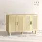 Aparador para Salón con 4 Puertas de Rejilla y Estantes Ajustables Aparador de Estilo Cannage 120x39,5x76 cm Natural