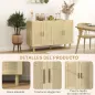 Aparador para Salón con 4 Puertas de Rejilla y Estantes Ajustables Aparador de Estilo Cannage 120x39,5x76 cm Natural