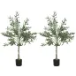 2 Olivos Artificiales 120 cm con Hojas de Seda y 20 Aceitunas Decoración Interior para Hogar Oficina Dormitorio Salón