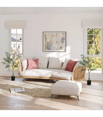 2 Olivos Artificiales 120 cm con Hojas de Seda y 20 Aceitunas Decoración Interior para Hogar Oficina Dormitorio Salón